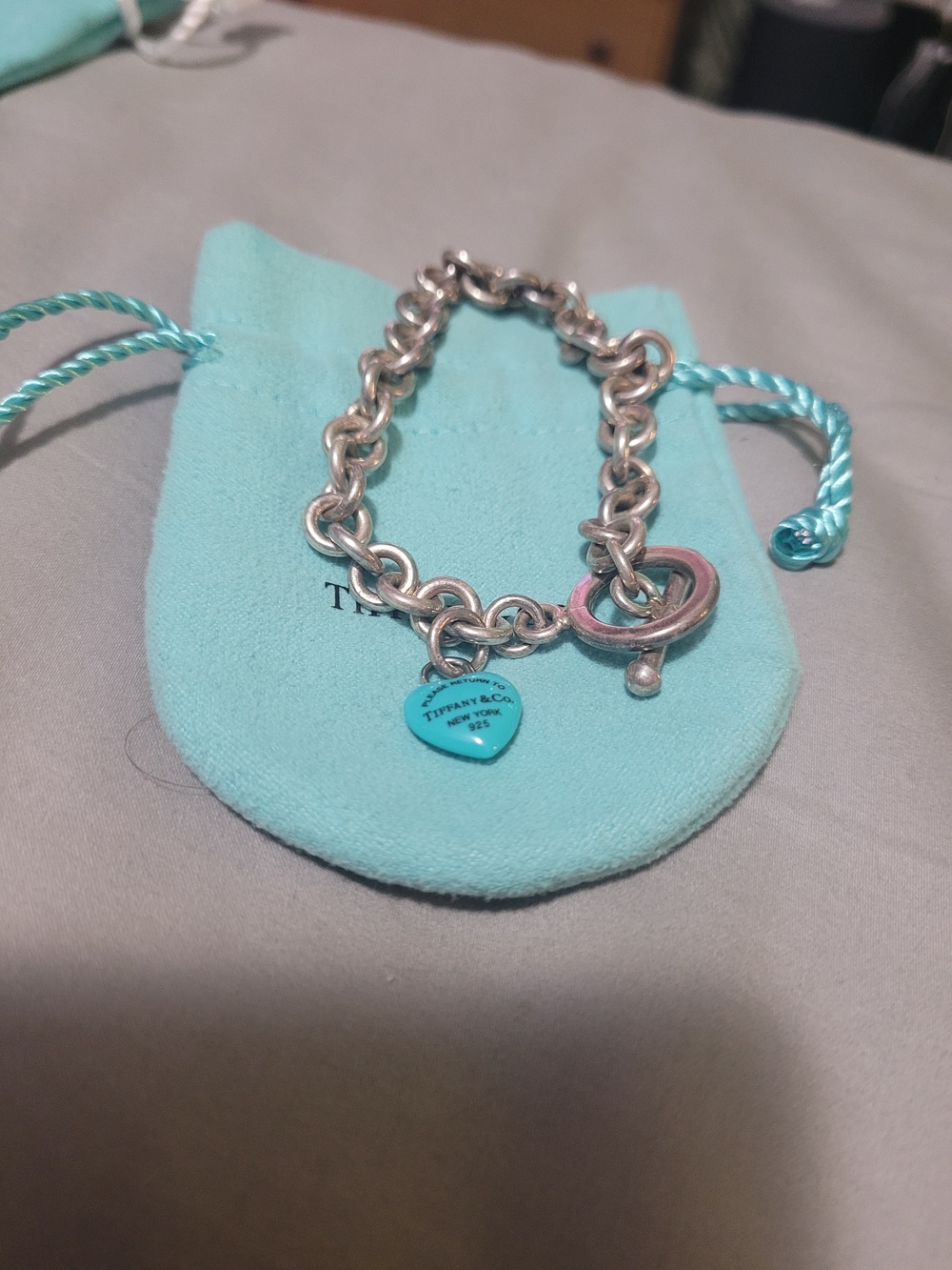 Tiffany & Co. Sterling Silver Chain Bracelet with Tiffany Blue Heart Tag